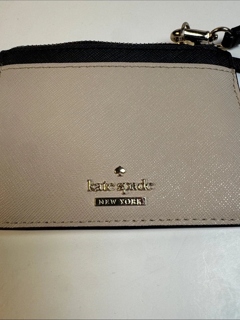 Kate Spade Cameron Street Lalena Tusk/Black Mini Wallet Card Case With Coin Zip